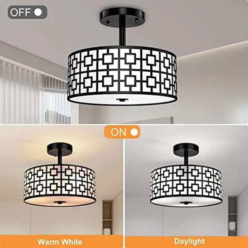 DLLT Flush Mount Ceiling Light: Semi-Flush Mount Light Fixture for Dining Room -