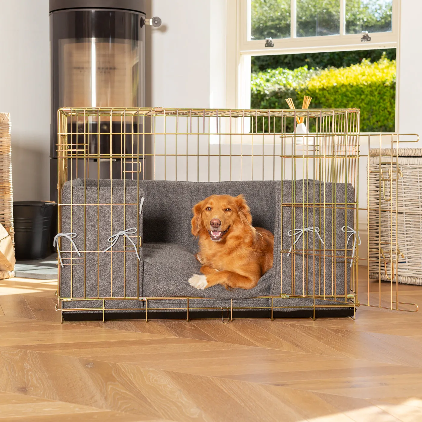 Dog Crate with Cushion & Bumper in Essentials Herdwick Graphite by Lords & Labradors