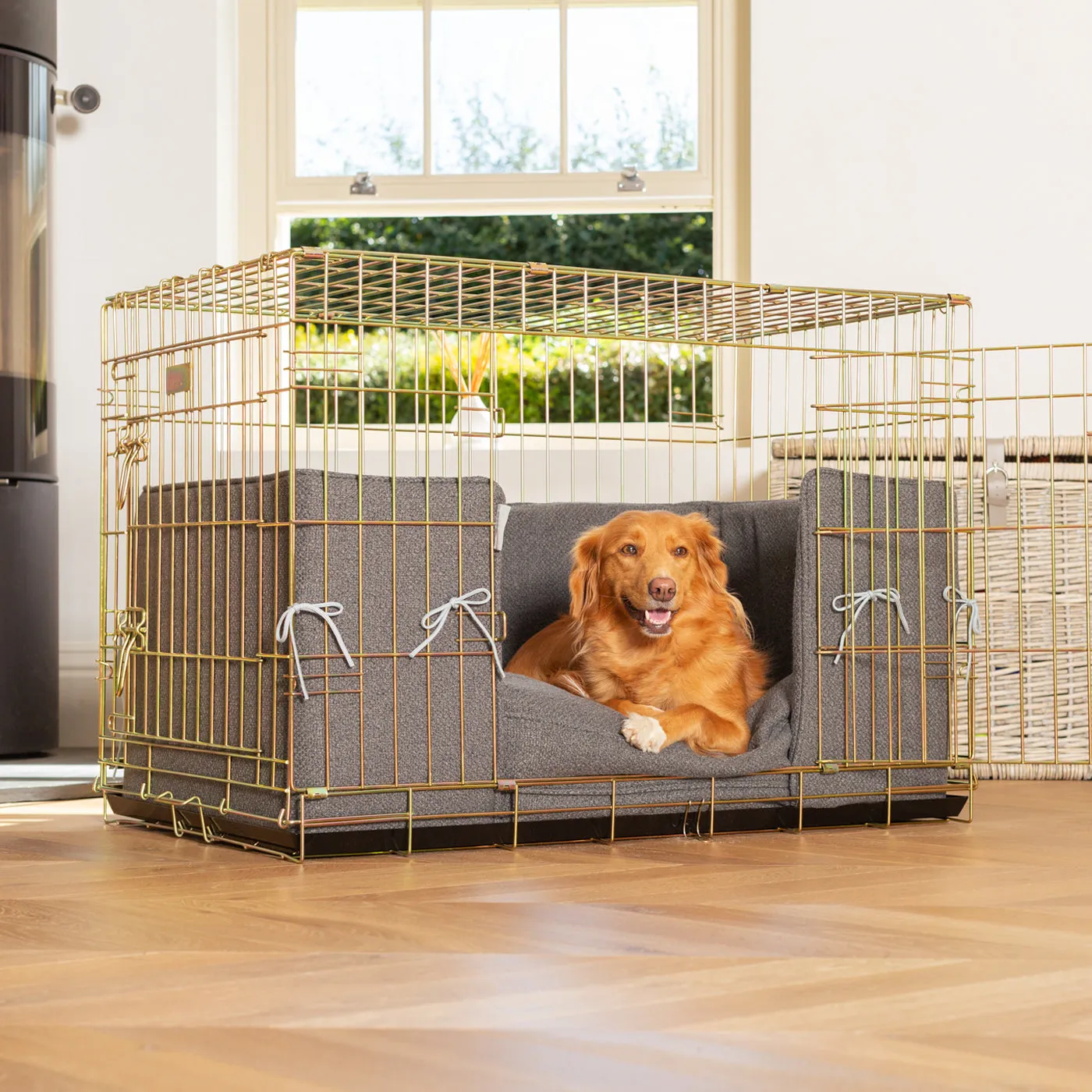 Dog Crate with Cushion & Bumper in Essentials Herdwick Graphite by Lords & Labradors