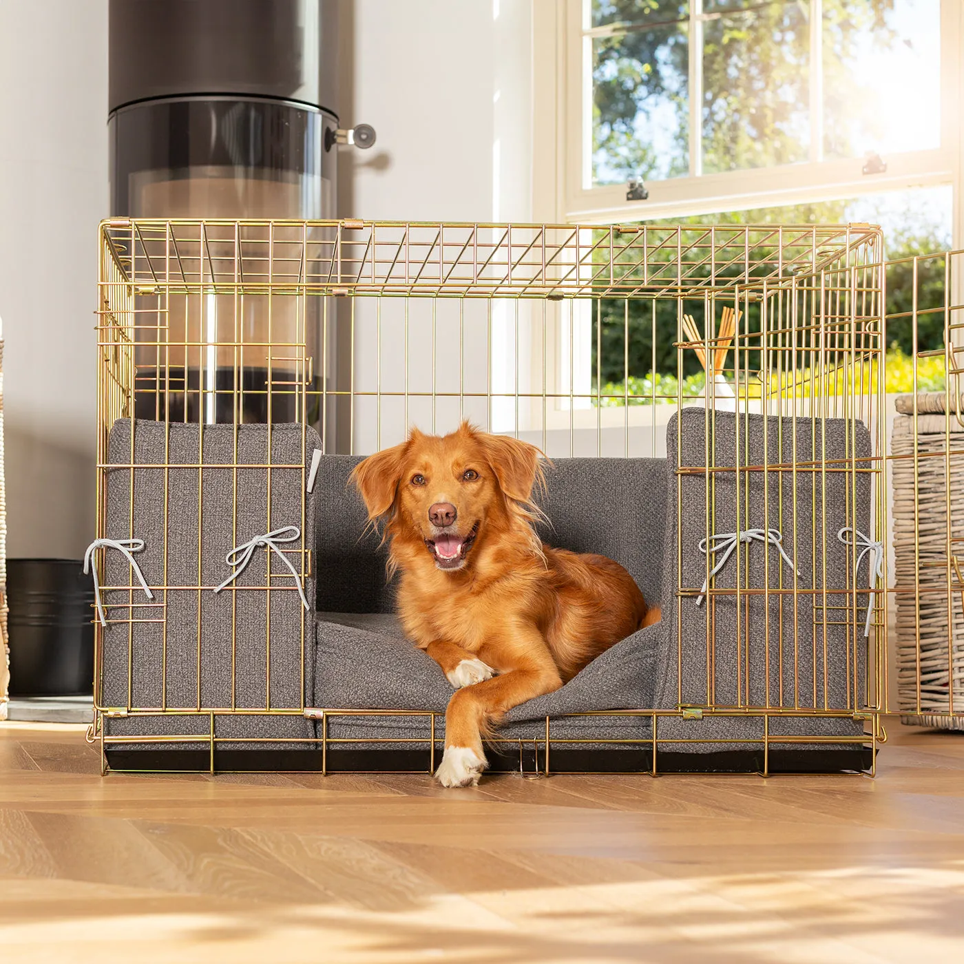 Dog Crate with Cushion & Bumper in Essentials Herdwick Graphite by Lords & Labradors