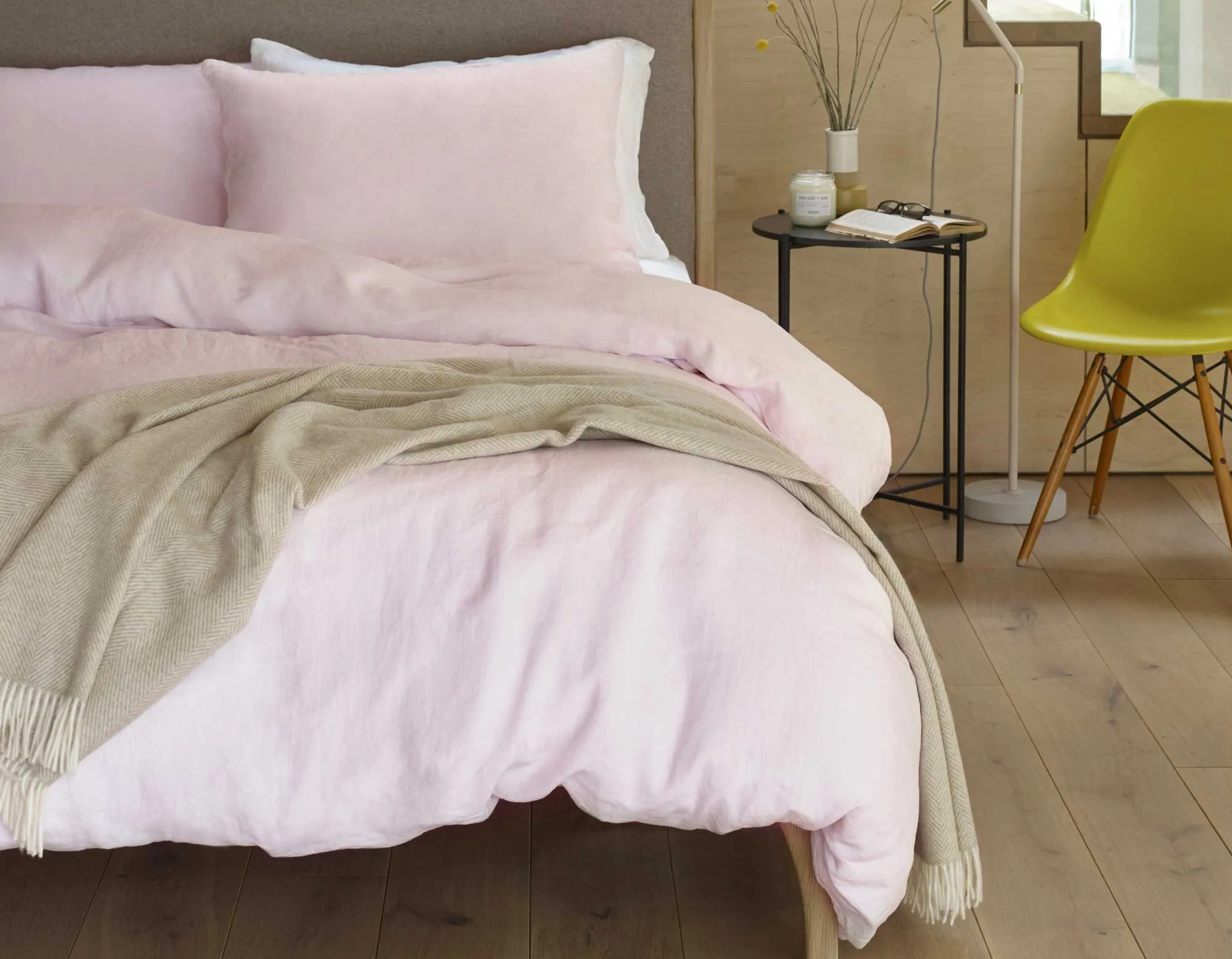 Double Linen Bedding - Soft Pink