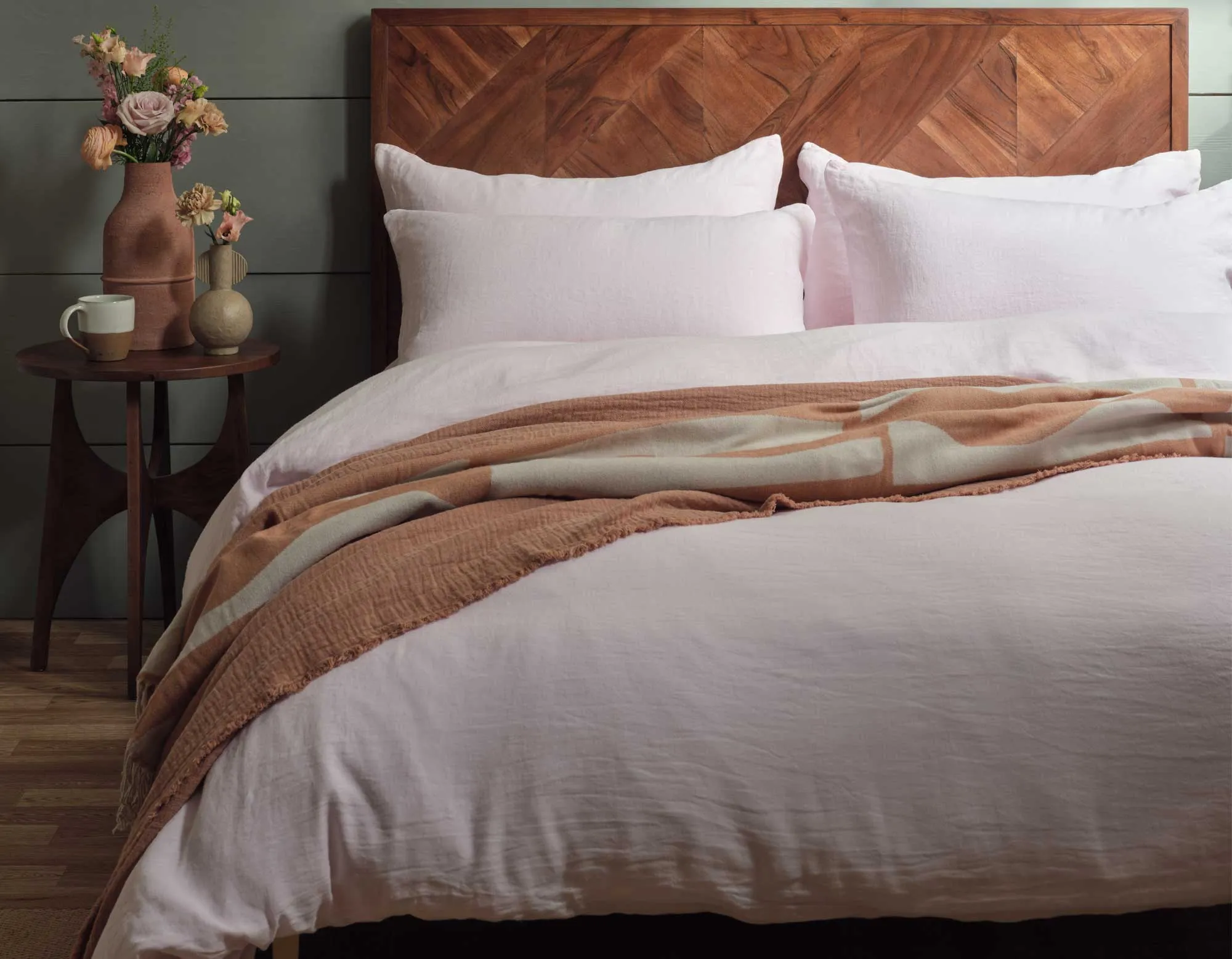 Double Linen Bedding - Soft Pink