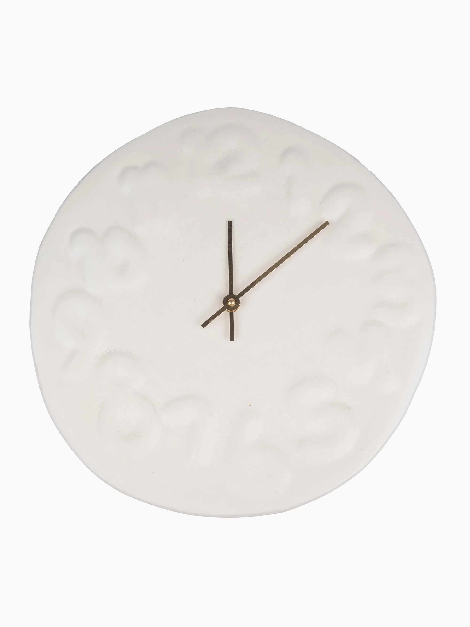 Embossed Numbered Clock in White