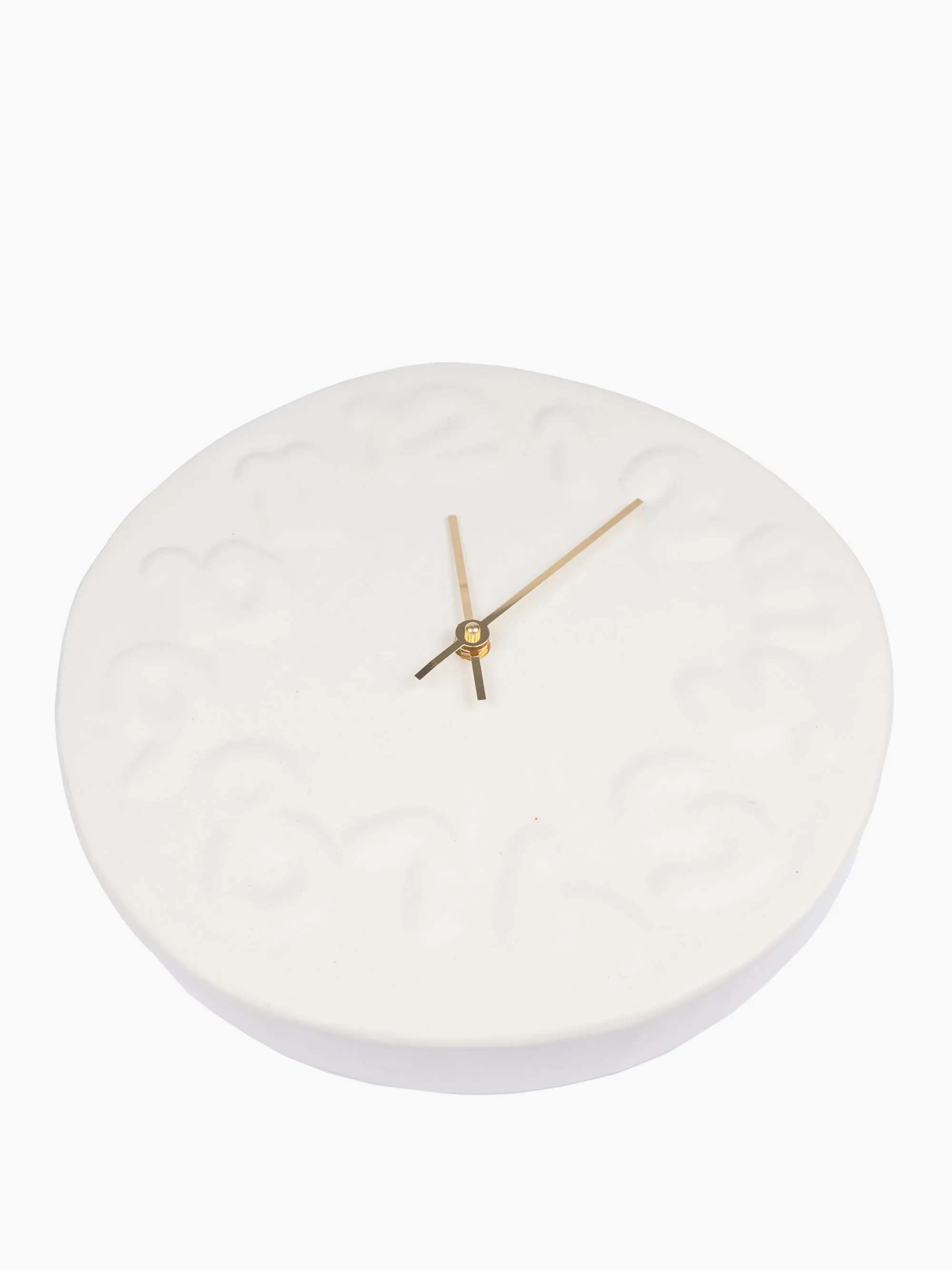 Embossed Numbered Clock in White