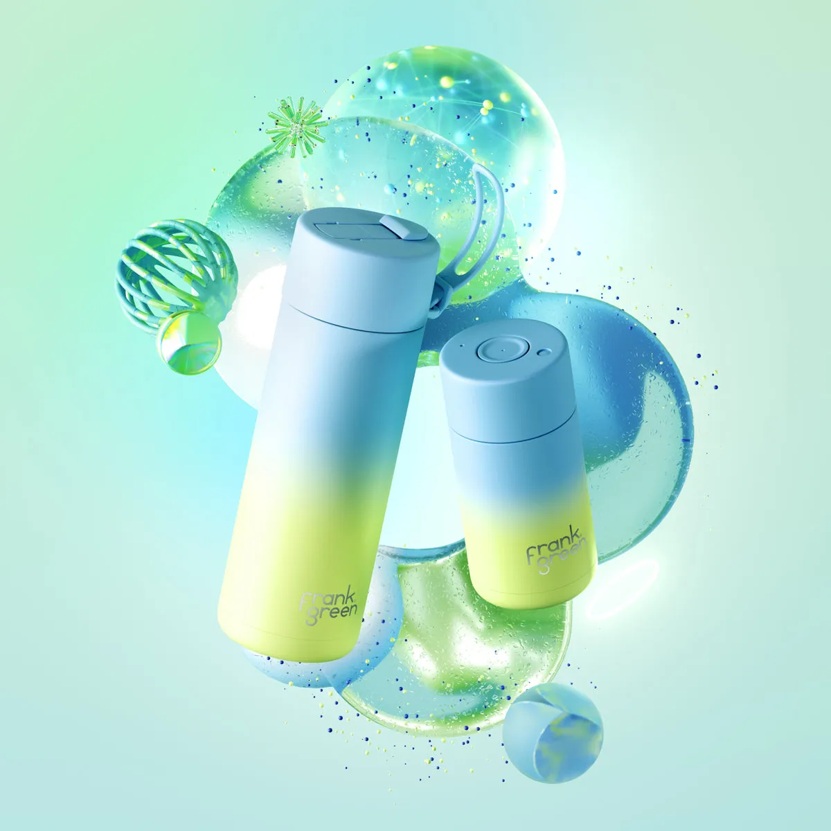 Frank Green Reusable Insulated Cup Gradient - Sky Blue & Pistachio Green