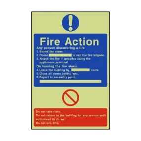 General Fire Action Photoluminescent Sticker