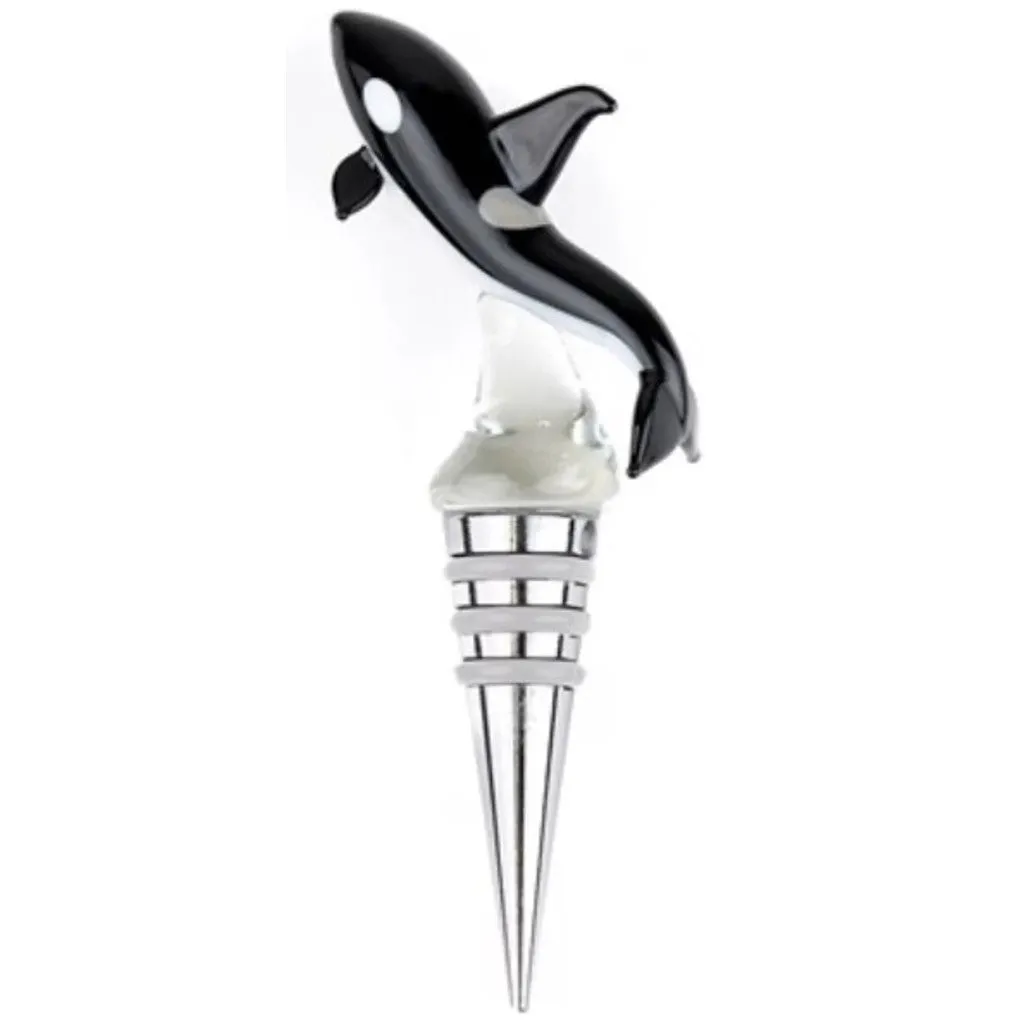 Glass Orca Wine Bottle Topper Or Stopper