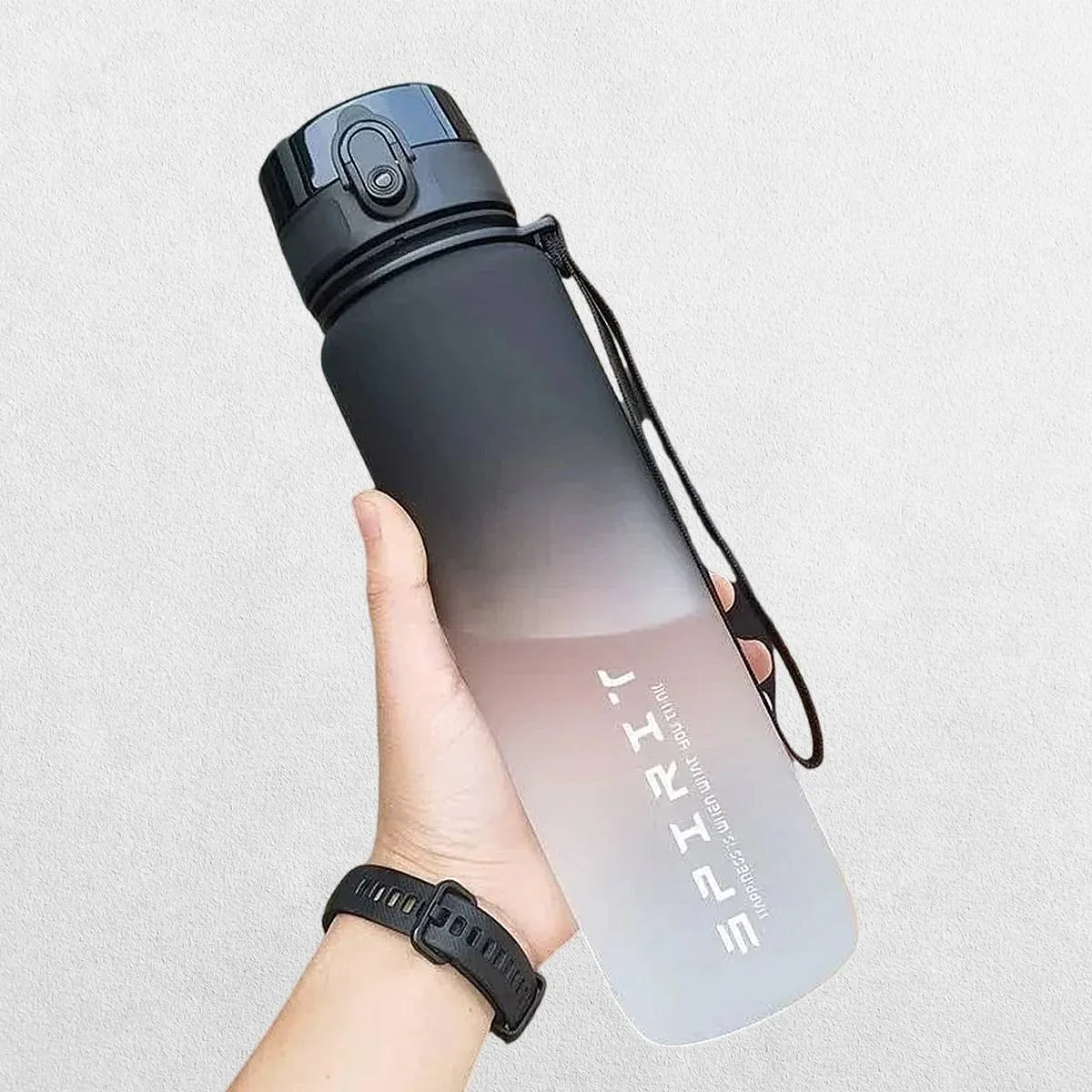 Gradient Color Leakproof Sports Water Bottle with Flip-Top Lid & Carry Strap