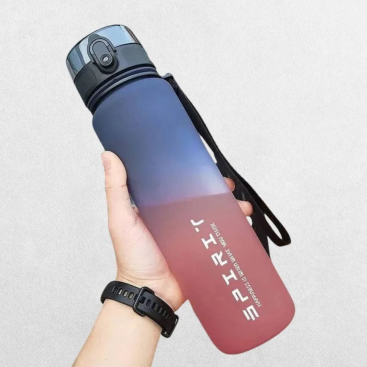 Gradient Color Leakproof Sports Water Bottle with Flip-Top Lid & Carry Strap