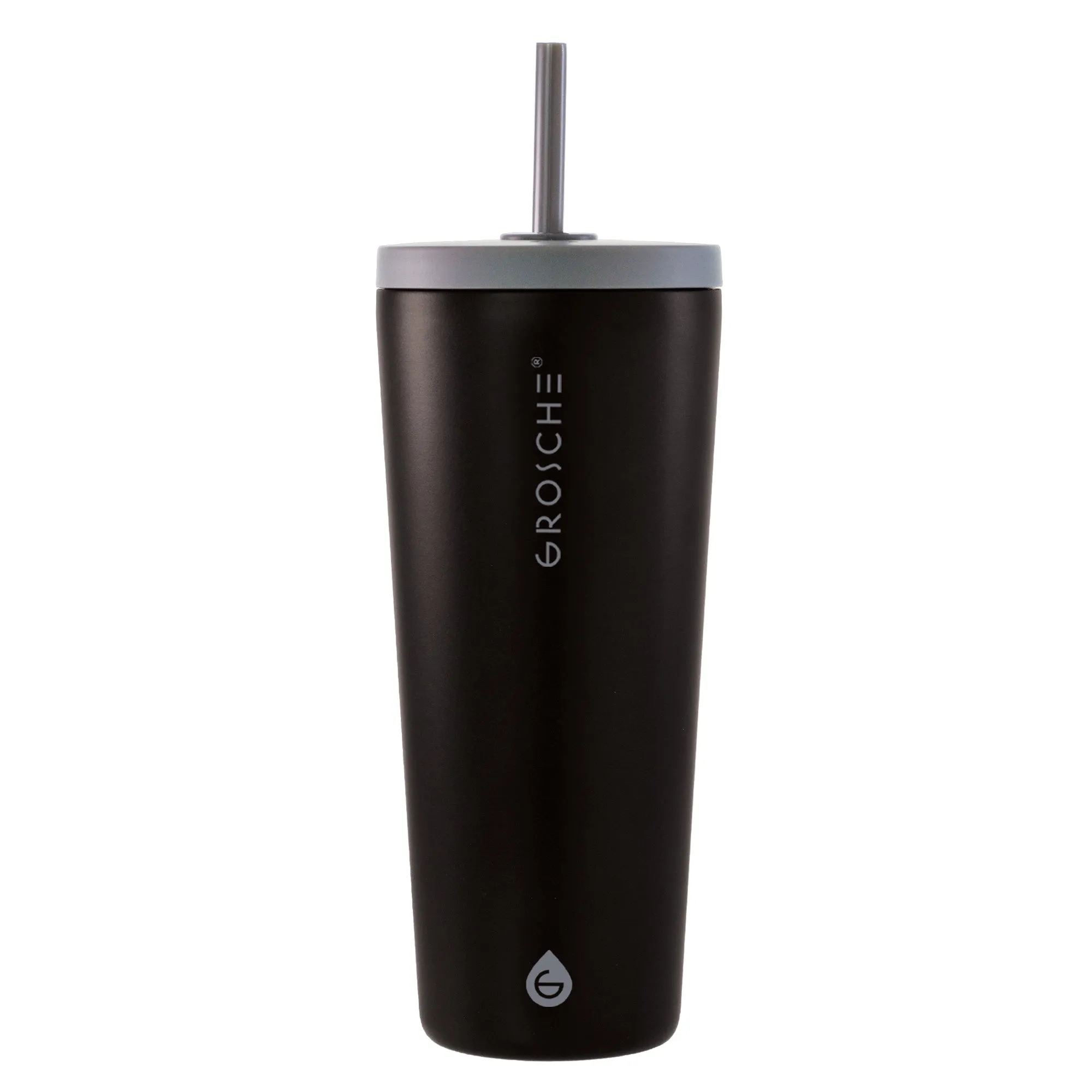 GROSCHE JASPER Insulated 23oz Tumbler with Straw, Graphite Black - Pack of 4