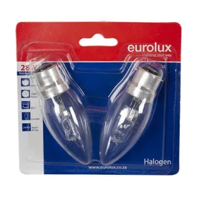 Halogen Candle B22 28w WW Twin Pack