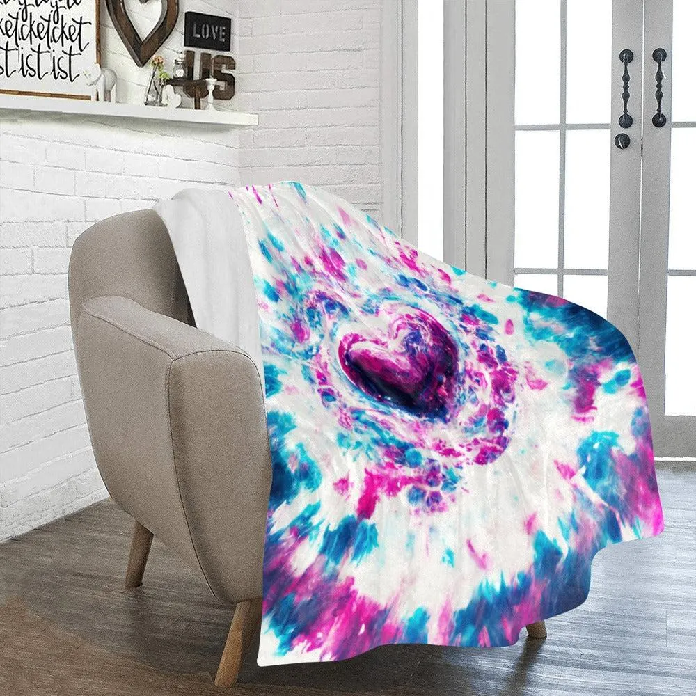 Heart Tie Dye Ultra-Soft Micro Fleece Blanket 50" x 60" One Size