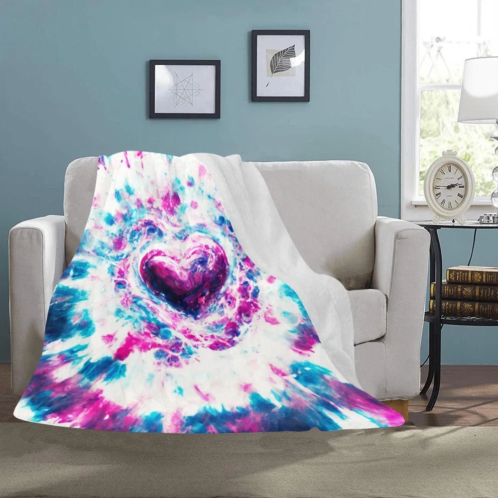 Heart Tie Dye Ultra-Soft Micro Fleece Blanket 50" x 60" One Size