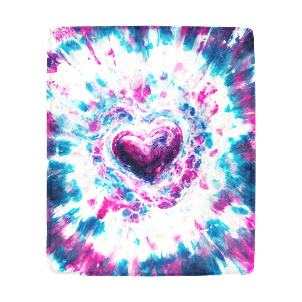 Heart Tie Dye Ultra-Soft Micro Fleece Blanket 50" x 60" One Size