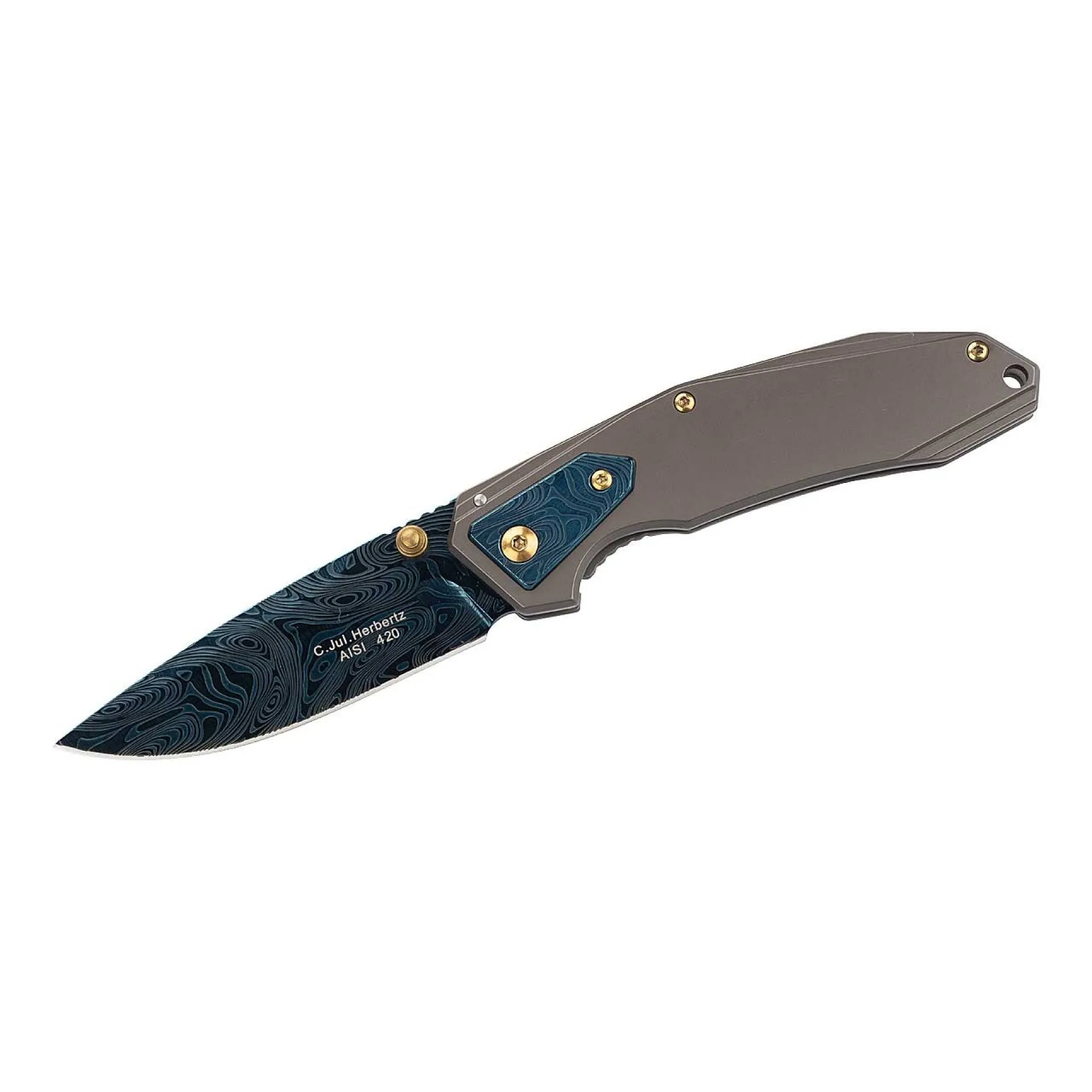 Herbertz Blue Damascus look FE Folder 8.2 cm blade - 533912