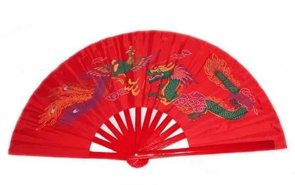 High grade Bamboo Fan with bag, Double Sided, Performance Fan Red/Golden Martial Arts Fans