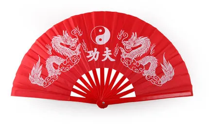 High grade Bamboo Fan with bag, Double Sided, Performance Fan Red/Golden Martial Arts Fans