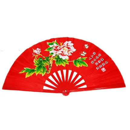 High grade Bamboo Fan with bag, Double Sided, Performance Fan Red/Golden Martial Arts Fans