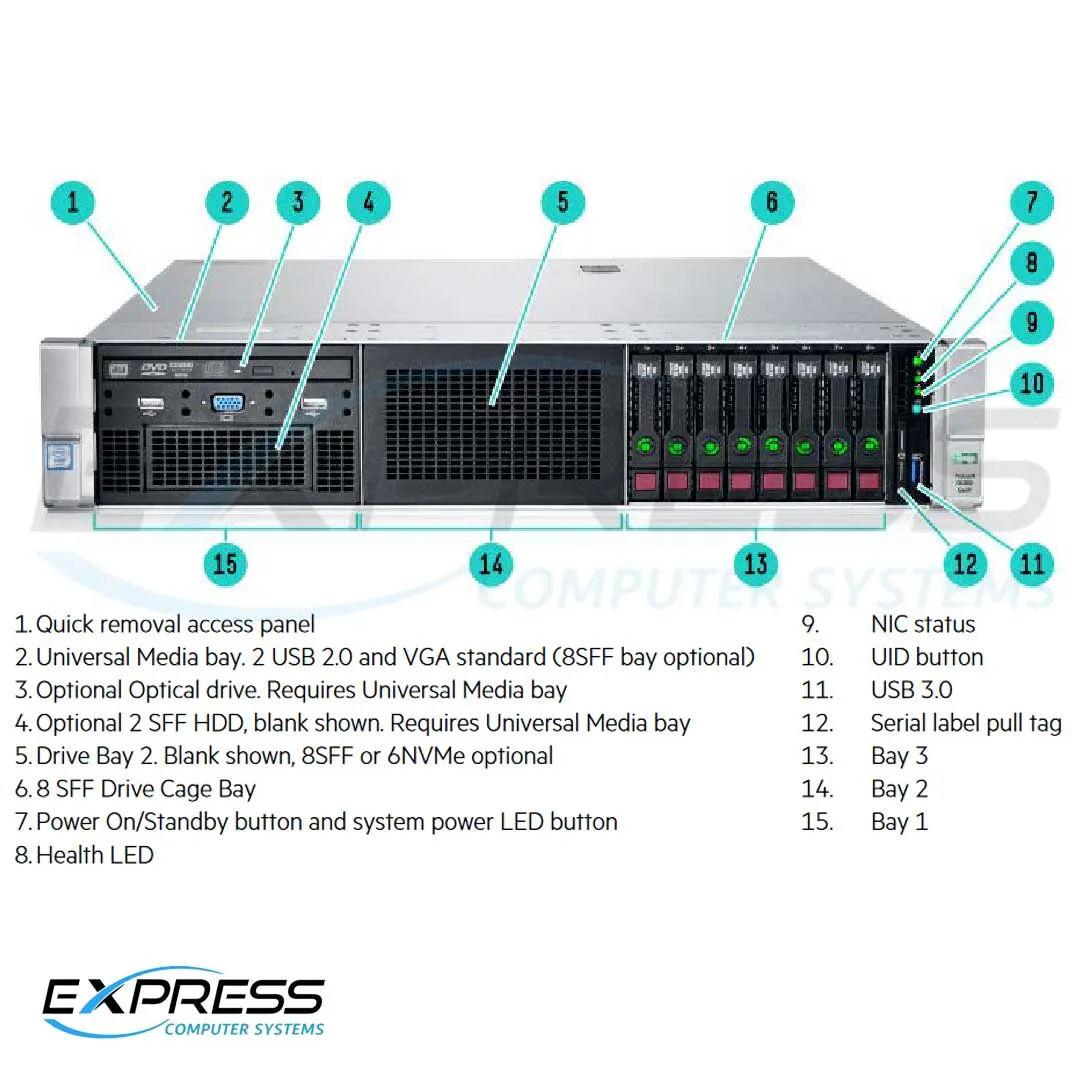 HPE ProLiant DL380 Gen9 E5-2660v4 2P 64GB-R P440ar 8SFF 800W RPS Server/S-Buy | 859083-S01