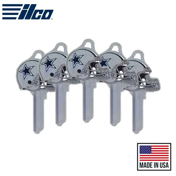 Ilco - NFL TeamKeys - Helmet Edition - Key Blank - Dallas Cowboys - KW1 (5 Pack)