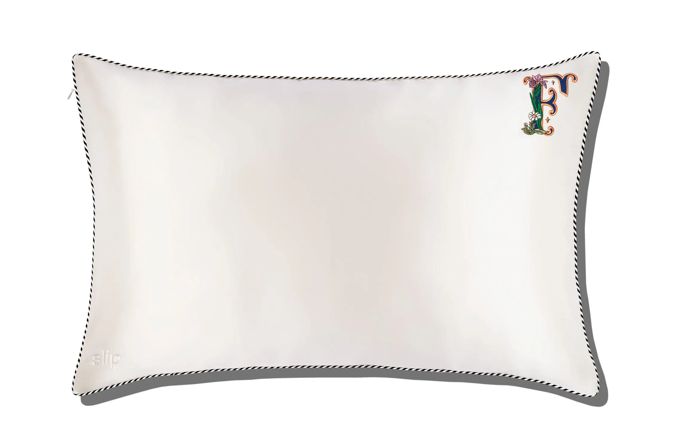 Initial Collection White Queen Zippered Pillowcase