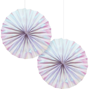 Iridescent Paper Fans 12" | 2ct