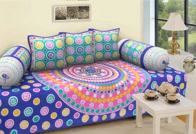 Jaipuri Design Single Bedsheet ( 100% cotton, 6pc set, Diwan set )