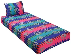 Jersey Knit 2 pc. Cot Size Camp Sheet & Pillowcase (PEACE ZIG ZAG)