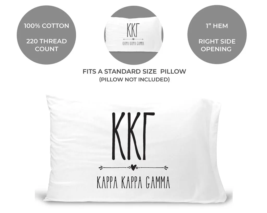 Kappa Kappa Gamma Boho Greek Letters and Name Pillowcase