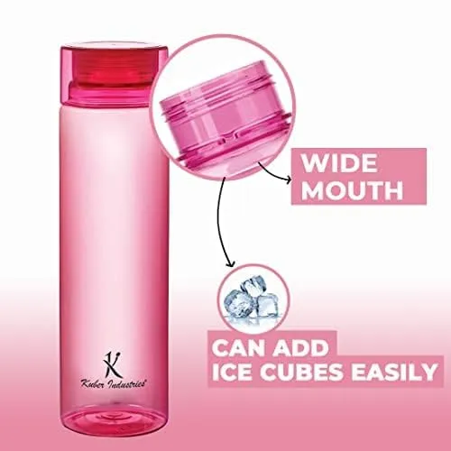 Kuber Industries Set of 4 Plastic Water Bottle | 1 Litre Round Plastic Water Bottle | Refrigerator Safe and BPA free Water Bottle | Perfect For School College Work Gym | Pack of 4 | Assorted