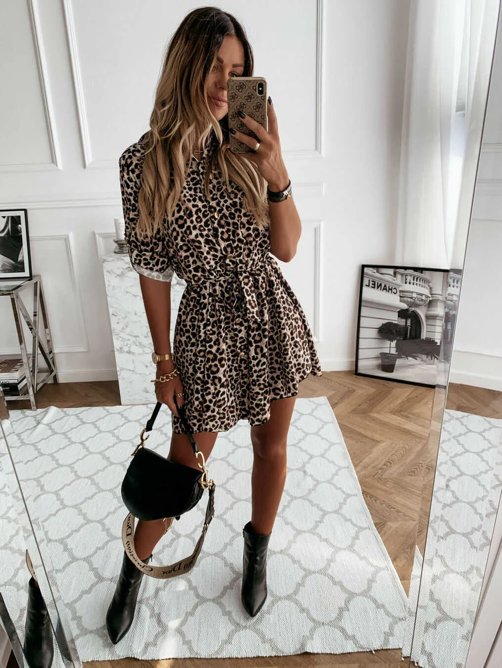 Lace-Up Leopard Dress