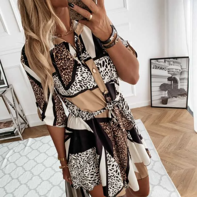 Lace-Up Leopard Dress