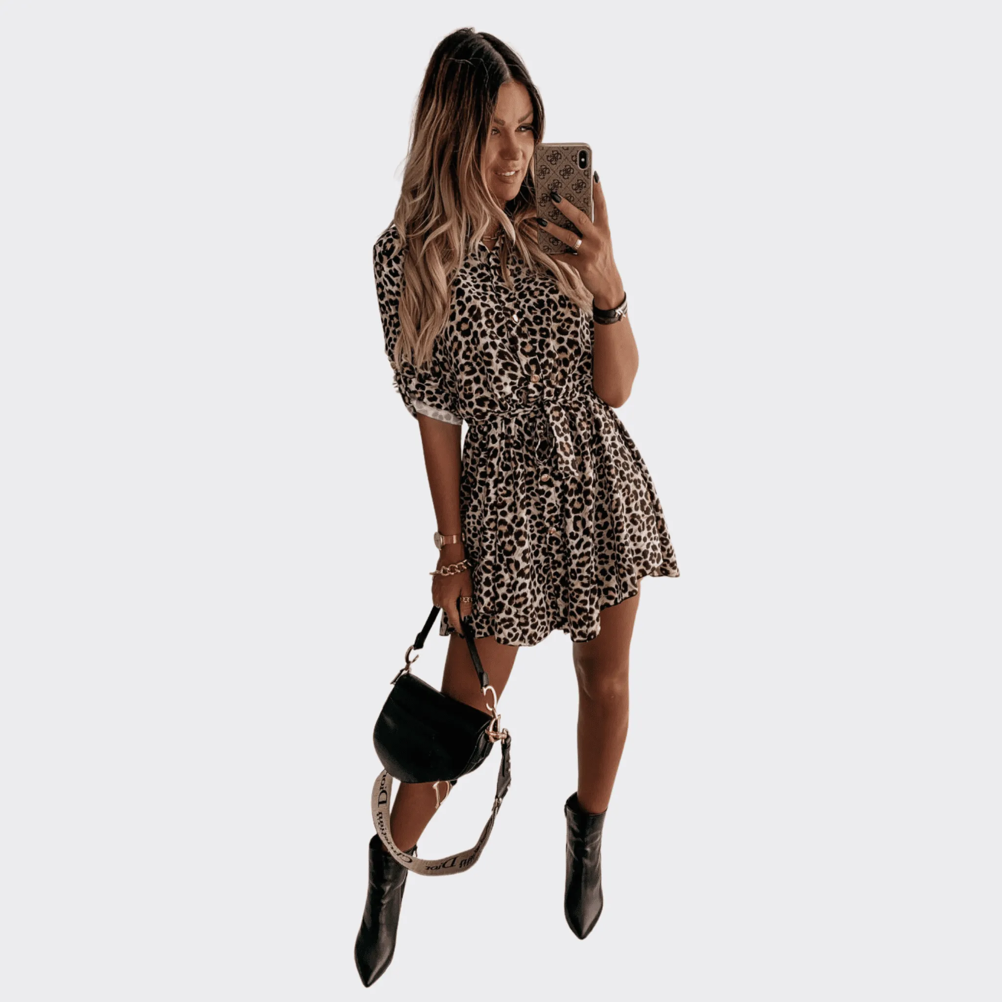 Lace-Up Leopard Dress