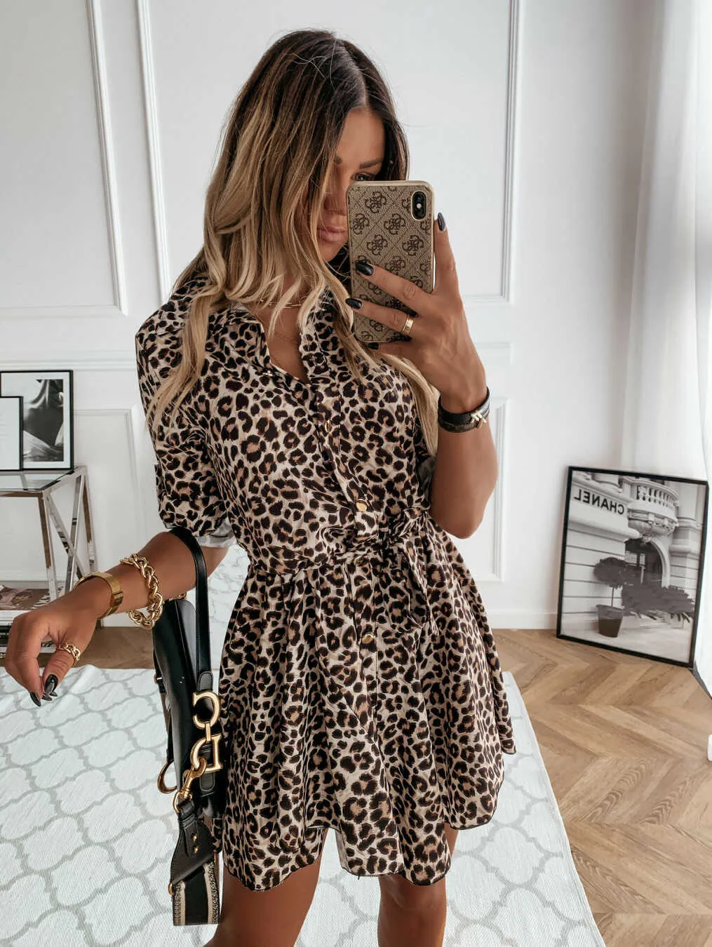 Lace-Up Leopard Dress