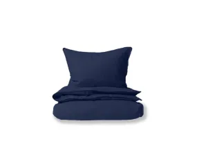 Laila Linen Duvet Cover   Shams Set - Navy