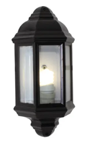 Lantern 3 Panel Half Wall Black 1xE27