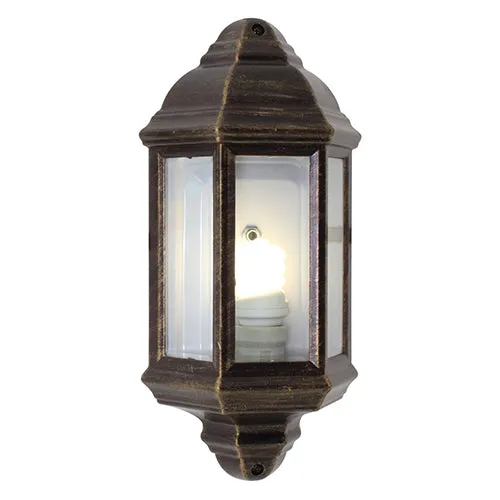 Lantern 3 Panel Half Wall Black Gold 1xE27