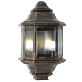 Lantern 5 Panel Large Half Wall 300mm B/Gold