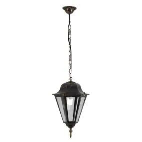 Lantern 6 Panel Pendant Black Gold