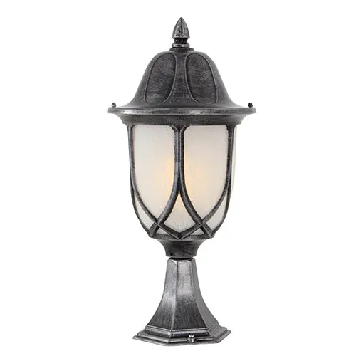 Lantern Alab. Pedestal Black Silver