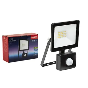 LED 20w Floodlight & Sensor Black 4000K