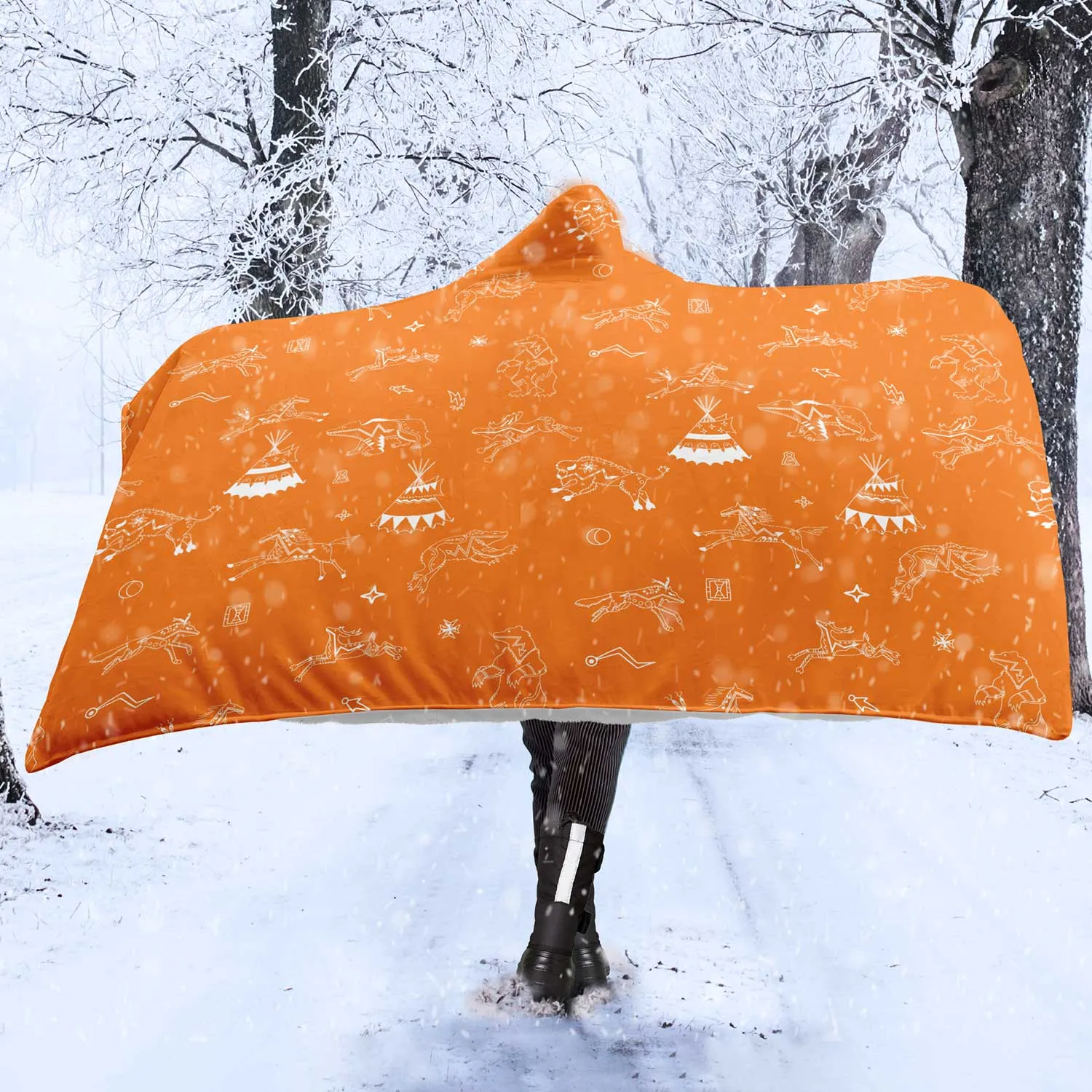 Ledger Dabbles Orange Hooded Blanket