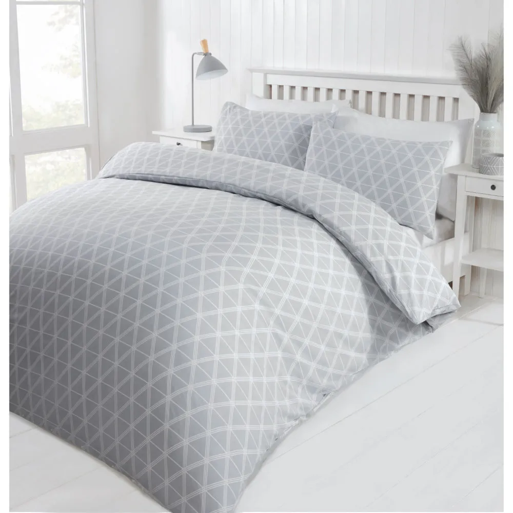 Lewis's Deco Duvet Set - Grey