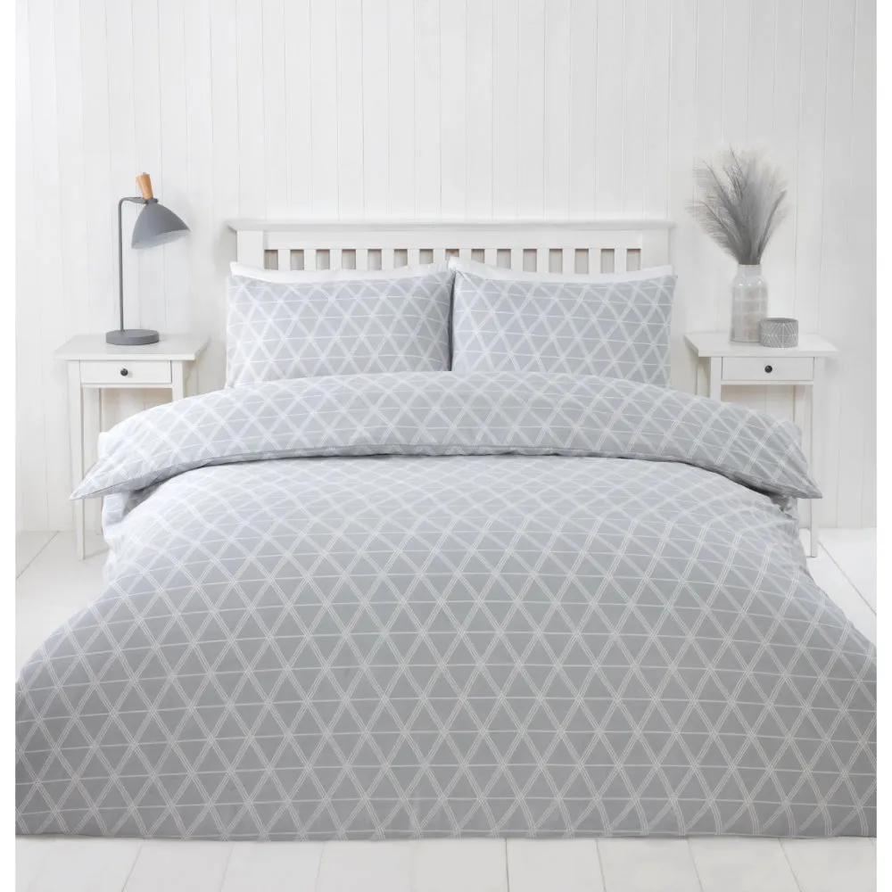 Lewis's Deco Duvet Set - Grey