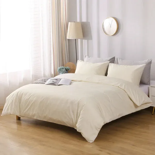 Linenova Cotton Blend Cream Quilt Cover Set