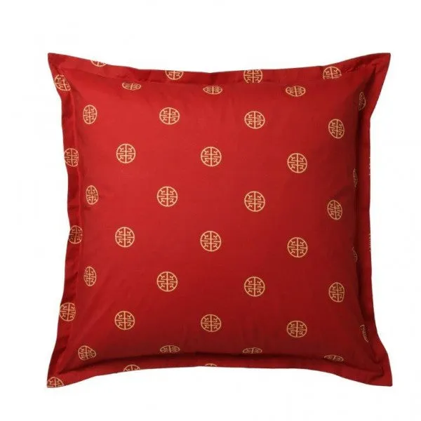 Mahjong Red European Pillowcase by Logan & Mason