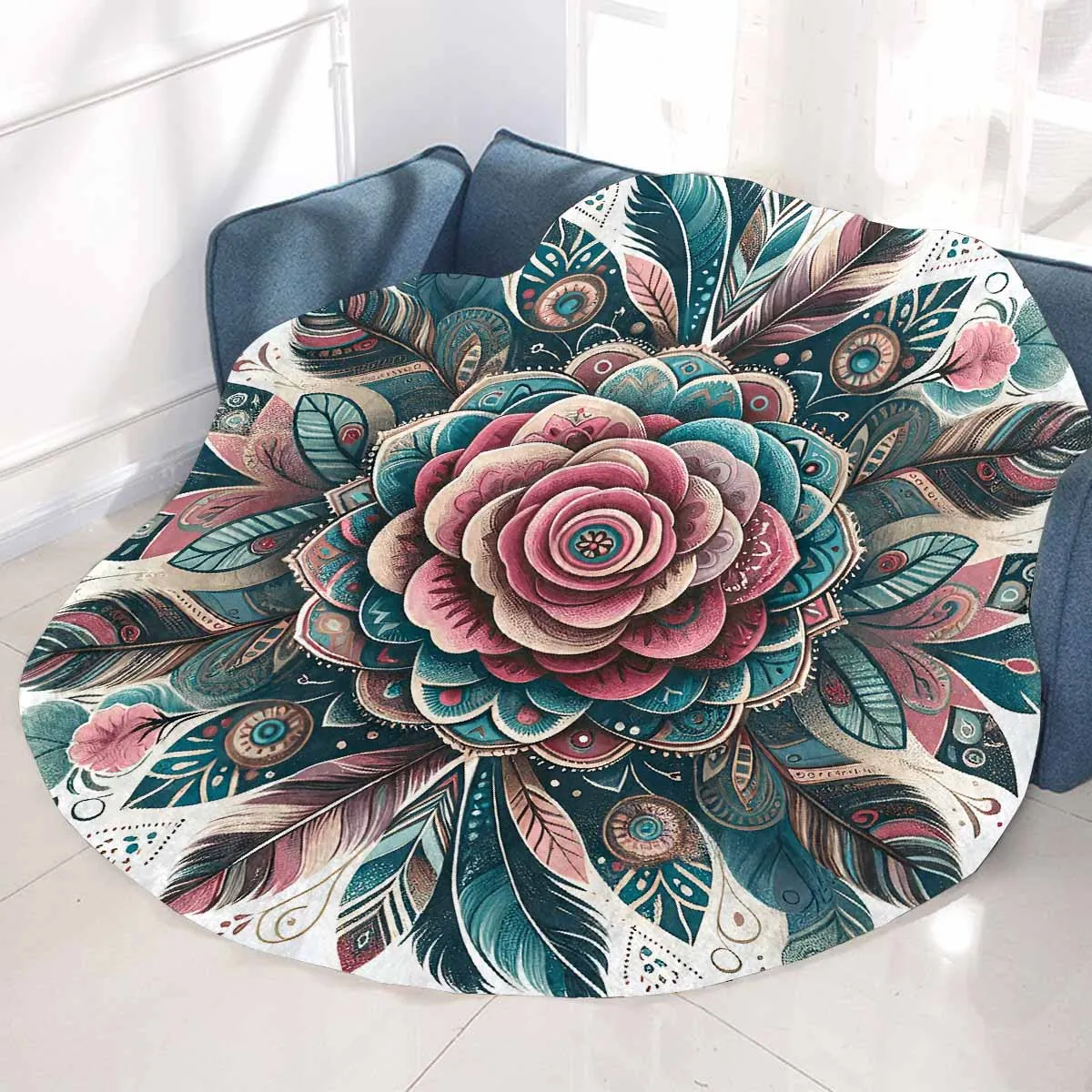 Mandella_Rose_Awd35138  Circular Micro Fleece Blanket 47"