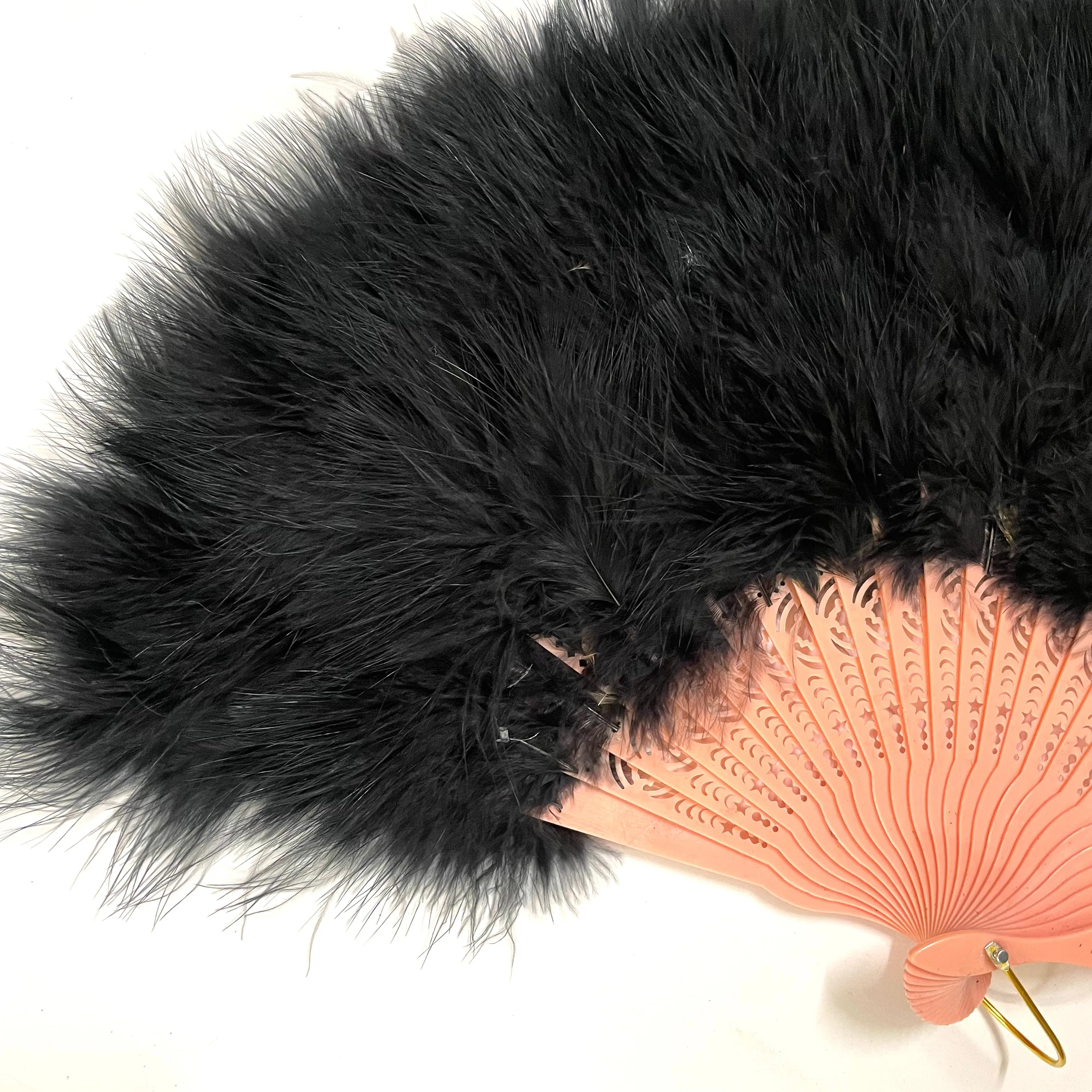 Marabou Large Deluxe Dainty Feather Fan - Black (Style 4)