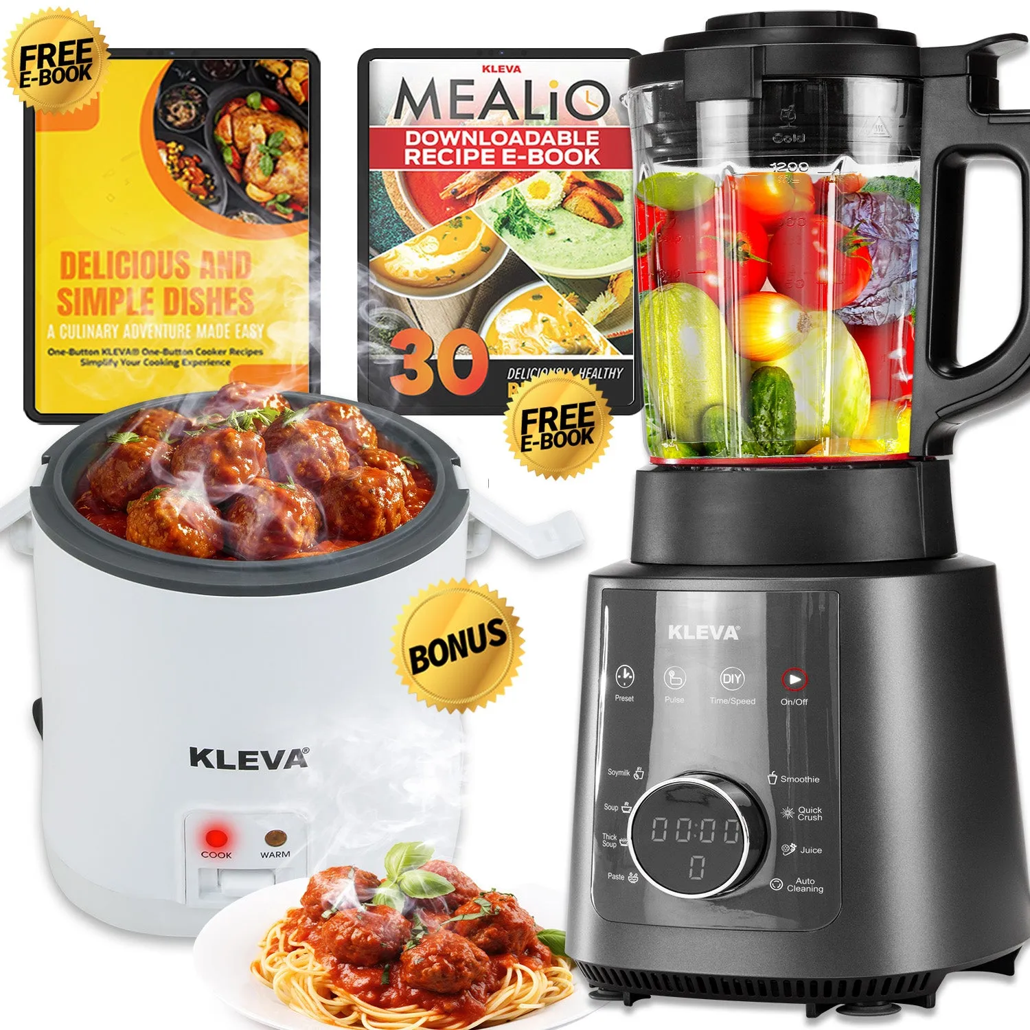 Mealio® Hot & Cold Blender - Professional Soup Maker & Smoothie Blender in 1   FREE One Button Cooker   Recipe E-Book