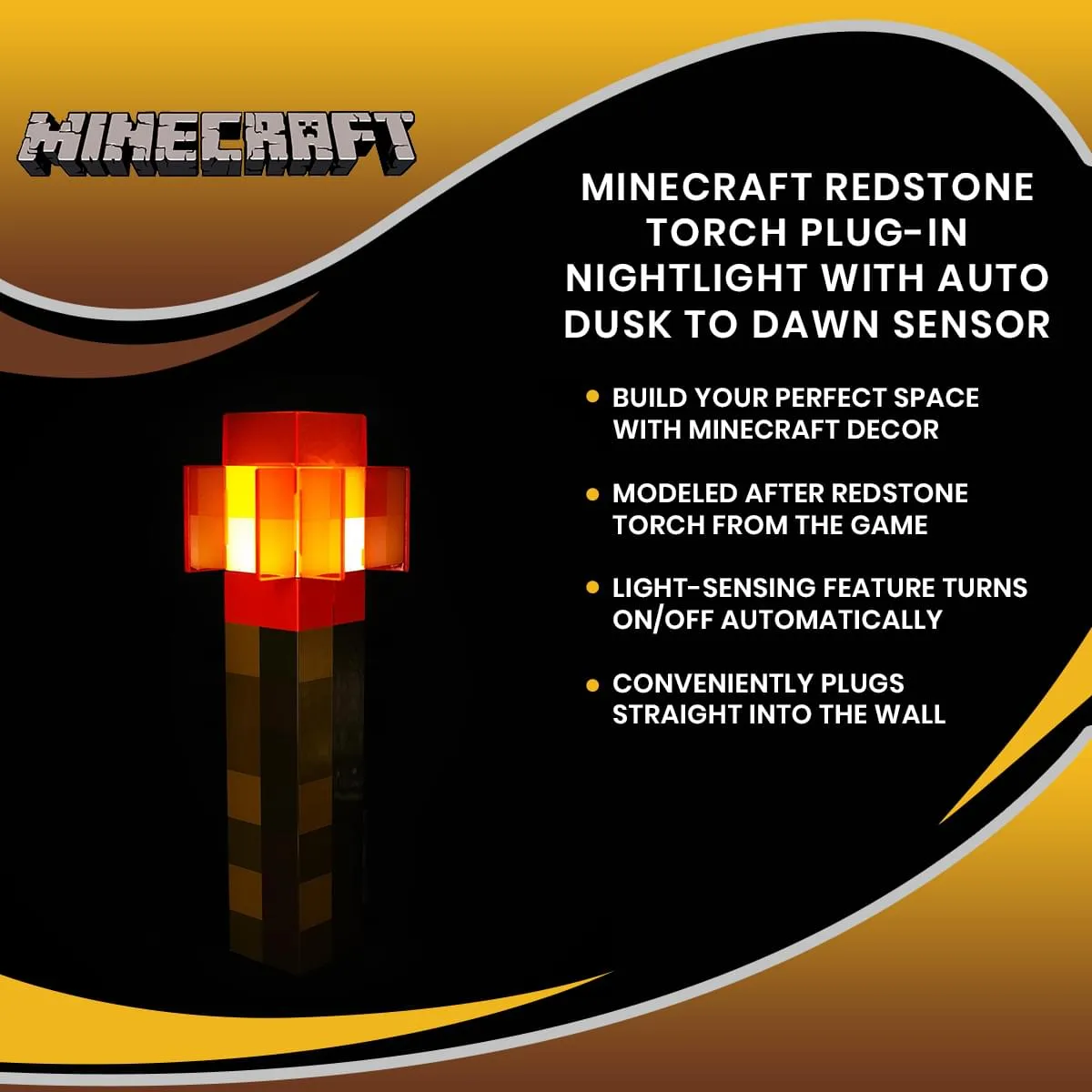 Minecraft Redstone Torch Plug-In Nightlight with Auto Dusk to Dawn Sensor